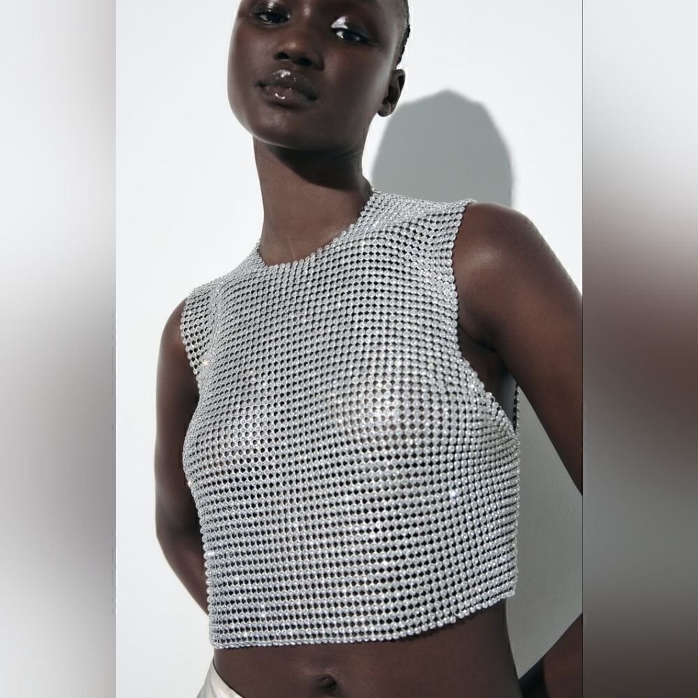 OPEN BACK RHINESTONE TOP ZARA NWT - Picture 8 of 17